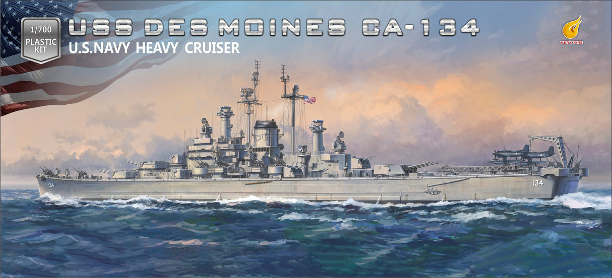 Very Fire 700907 1/700 USS DES MOINES OA-134 U.S. NAVY HEAVY CRUISER Plastic Model Kit - Hobbytech Toys