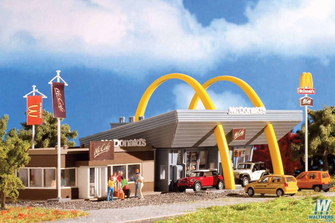 Vollmer N McDonalds Restaurant w/McCafe - Kit - 5-7/8 x 3-3/8 x 2-3/16in 14.9 x 8.6 x 5.6cm Vollmer TRAINS - N SCALE