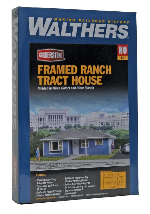 Walthers Cornerstone 933-3775 HO Framed Ranch Tract House - Kit Walthers Cornerstone TRAINS - HO/OO SCALE
