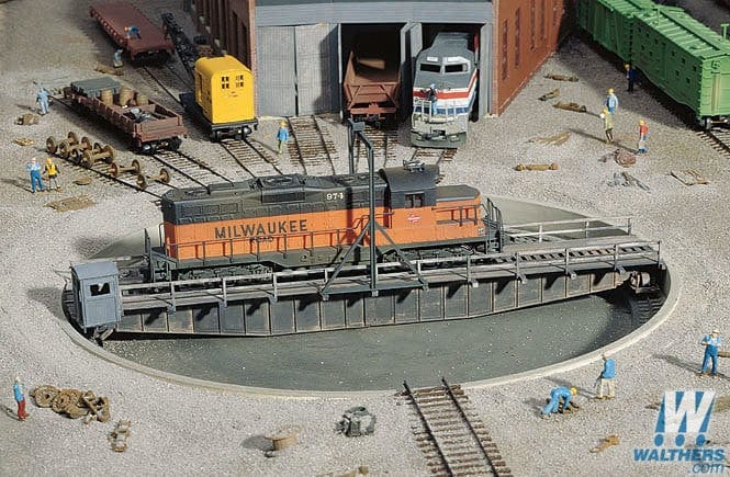 Walthers Cornerstone HO 90ft Turntable - Kit - Pit Diameter 13-3/16in 33cm; Bridge Holds Loco Up To 12-3/8in 30.9cm Walthers Cornerstone TRAINS - HO/OO SCALE