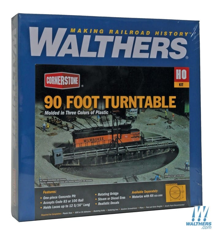 Walthers Cornerstone HO 90ft Turntable - Kit - Pit Diameter 13-3/16in 33cm; Bridge Holds Loco Up To 12-3/8in 30.9cm Walthers Cornerstone TRAINS - HO/OO SCALE