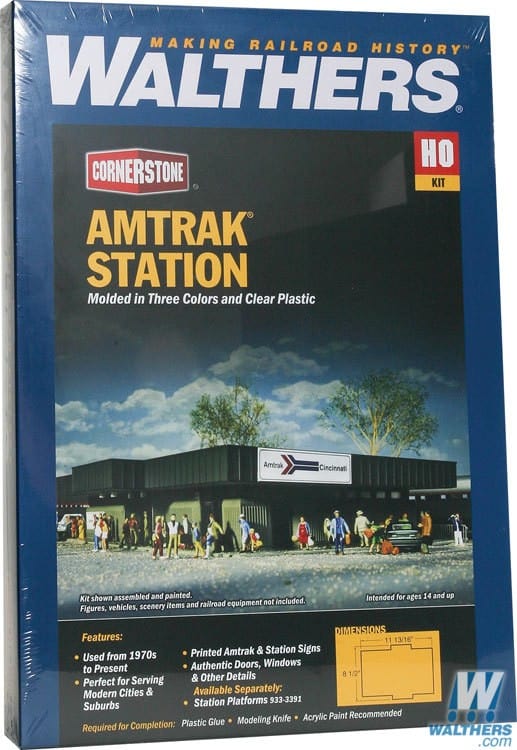Walthers Cornerstone HO Amtrak(R) Station - Kit - 8-1/2 x 11-13/16in 21.6 x 30cm Walthers Cornerstone TRAINS - HO/OO SCALE