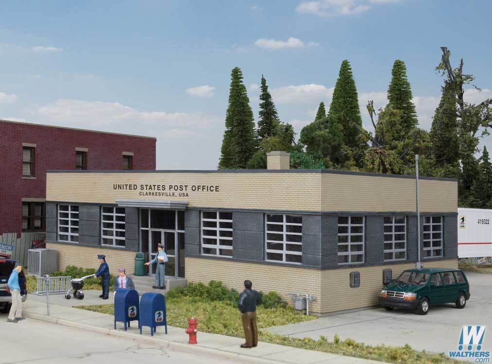Walthers Cornerstone HO Brick Post Office - Kit - 7-7/8 x 5-11/16 x 3-1/16in 20 x 14.4 x 7.7cm Walthers Cornerstone TRAINS - HO/OO SCALE