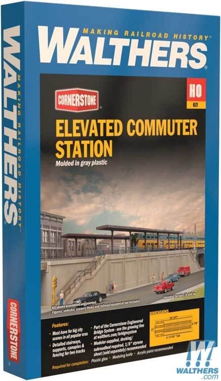 Walthers Cornerstone HO Elevated Commuter Station - Kit - 20-1/2 x 6-7/8 x 4-11/16in 52 x 17.4 x 11.9cm Walthers Cornerstone TRAINS - HO/OO SCALE