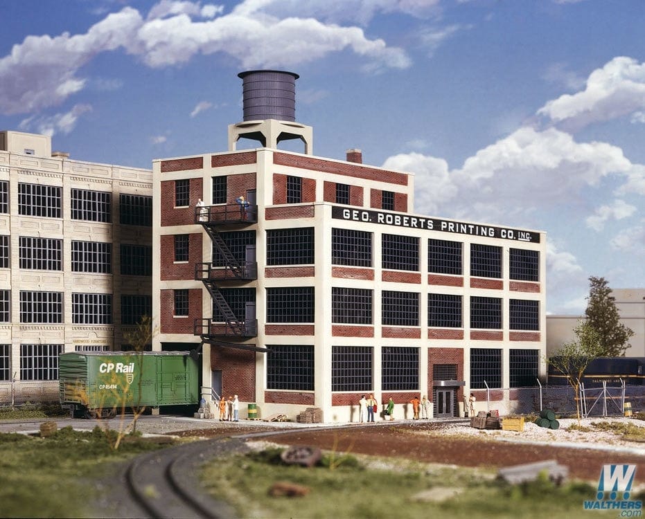 Walthers Cornerstone HO George Roberts Printing Company - Kit - 12-3/4 x 7-1/2 x 9in 31.6 x 19.3 x 22.9cm Walthers Cornerstone TRAINS - HO/OO SCALE