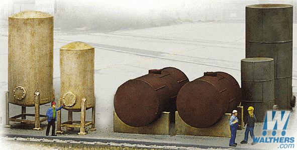 Walthers Cornerstone HO Industrial Tank Set Walthers TRAINS - HO/OO SCALE