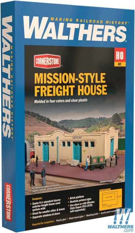 Walthers Cornerstone HO Mission-Style Freight House - Kit - 9-1/2 x 6-1/2 x 2-1/2in 24.1 x 16.5 x 6.3cm Walthers Cornerstone TRAINS - HO/OO SCALE