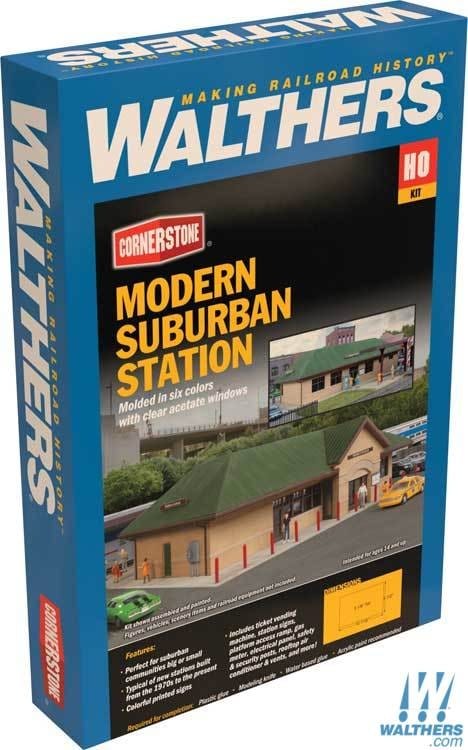 Walthers Cornerstone HO Modern Suburban Station - Kit - 10-7/16 x 6-1/2 x 3-1/8in 26.5 x 16.5 x 7.9cm Walthers Cornerstone TRAINS - HO/OO SCALE