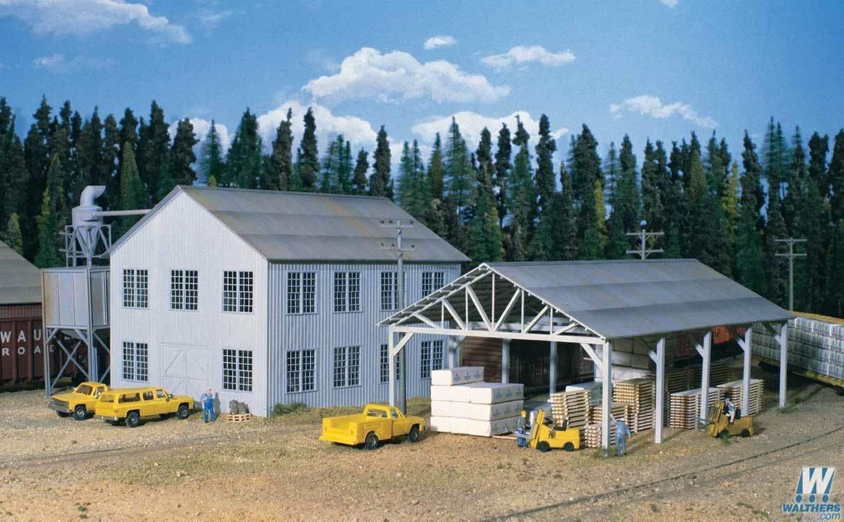 Walthers Cornerstone HO Planing Mill and Shed - Kit - Mill 6 x 8in 15.2 x 20.3cm; Shed 6 x 9in 15.2 x 22.9cm Walthers Cornerstone TRAINS - HO/OO SCALE