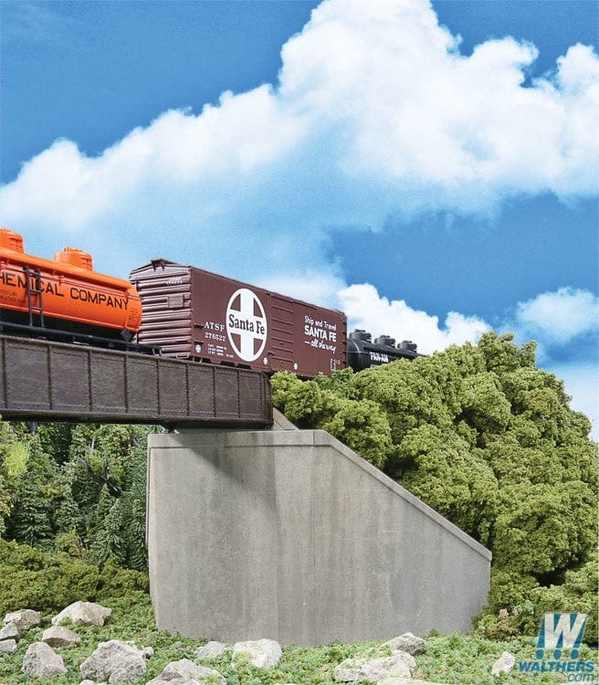 Walthers Cornerstone HO Single-Track Railroad Bridge Concrete Abutments pkg(2) - Kit - 4-9/16 x 8-9/16 x 4-7/16in 11.5 x 21.7 x 11.2cm Walthers Cornerstone TRAINS - HO/OO SCALE