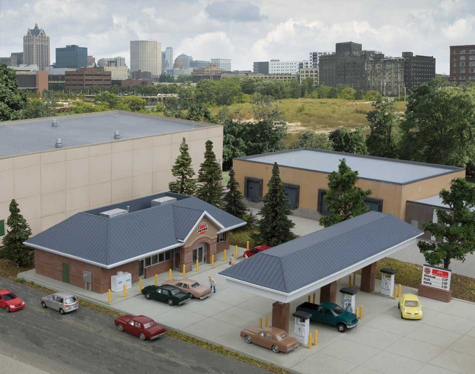 Walthers Cornerstone N Modern Gas Station Walthers Cornerstone TRAINS - N SCALE