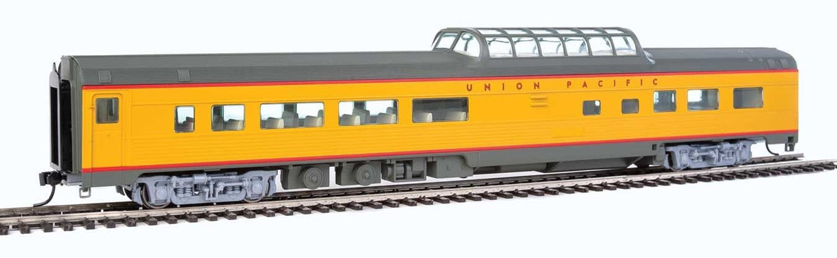 Walthers Mainline 30404 HO 85ft Budd Dome Coach - Ready to Run - Union Pacific(R) (Armour Yellow, gray, red) - Hobbytech Toys