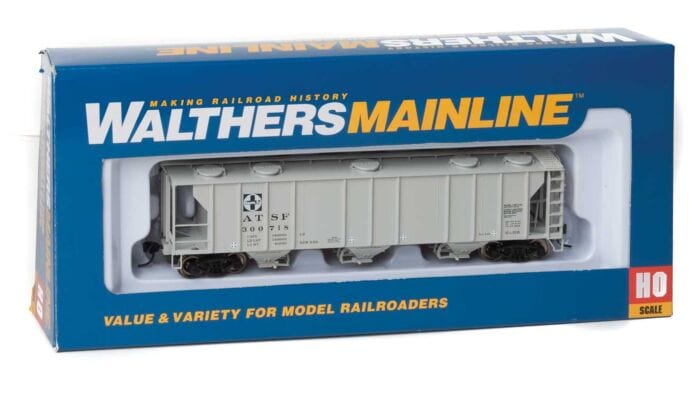 Walthers Mainline 7005 HO 50ft Pullman-Standard PS-2 2893 3-Bay Covered Hopper - Ready to Run - Santa Fe #300718 - Hobbytech Toys