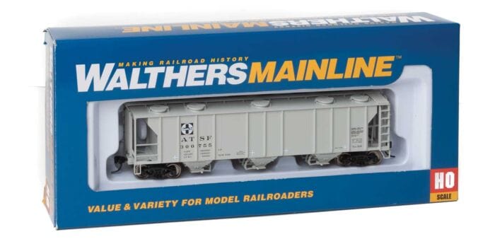 Walthers Mainline 7007 HO 50ft Pullman-Standard PS-2 2893 3-Bay Covered Hopper - Ready to Run - Santa Fe #300755 - Hobbytech Toys
