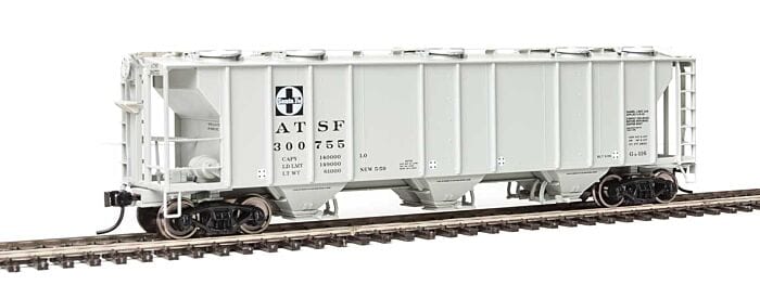Walthers Mainline 7007 HO 50ft Pullman-Standard PS-2 2893 3-Bay Covered Hopper - Ready to Run - Santa Fe #300755 - Hobbytech Toys