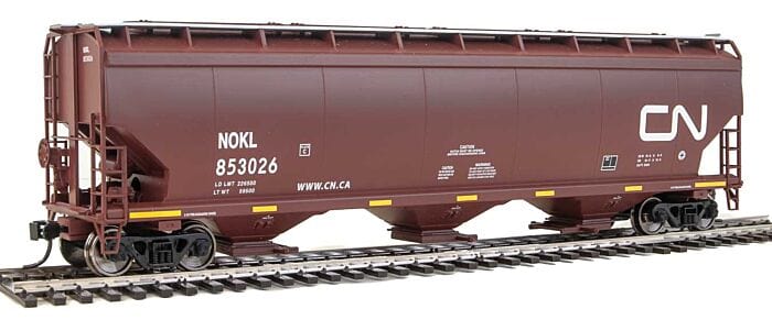 Walthers Mainline 7689 HO 60ft NSC 5150 3-Bay Covered Hopper - Ready to Run - Canadian National #853026 - Hobbytech Toys