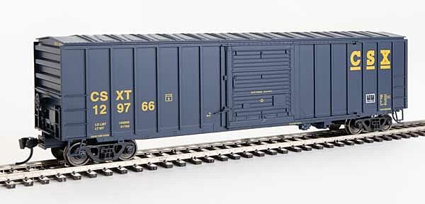 Walthers Mainline HO 50ft ACF Exterior Post Boxcar - Ready to Run - CSX Transportation #129766 (blue, yellow) - Hobbytech Toys