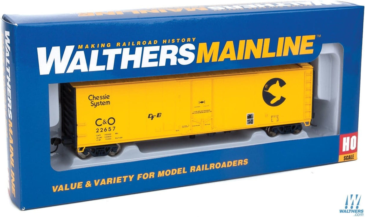 Walthers Mainline HO 50ft PC&F Insulated Boxcar - Ready to Run - Chessie System C&O #22657 (yellow, blue) Walthers Mainline TRAINS - HO/OO SCALE