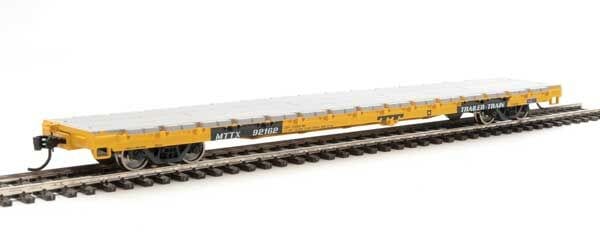 Walthers Mainline HO 60ft Pullman-Standard Flatcar - Ready to Run - Trailer-Train MTTX #92162 (General Loading; yellow, black) - Hobbytech Toys