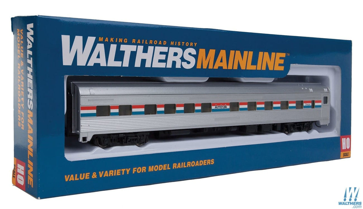 Walthers Mainline HO 85ft Budd 10-6 Sleeper - Ready to Run - Amtrak (Phase III; silver, Equal red, white, blue Stripes) Walthers Mainline TRAINS - HO/OO SCALE