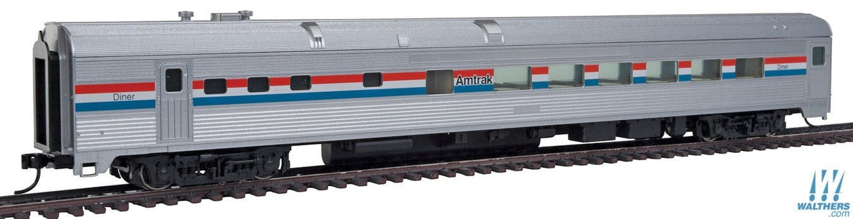Walthers Mainline HO 85ft Budd Diner - Ready to Run - Amtrak (Phase III; silver, Equal red, white, blue Stripes) Walthers Mainline TRAINS - HO/OO SCALE