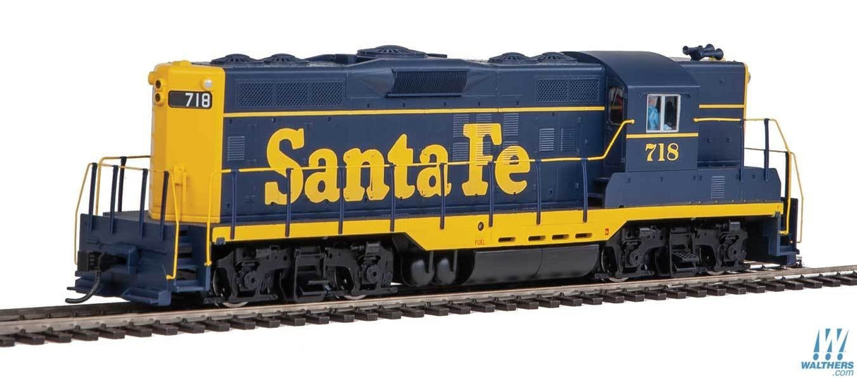 Walthers Mainline HO EMD GP9 Phase II with High Hood - Standard DC - Santa Fe #718 (blue, yellow) Walthers Mainline TRAINS - HO/OO SCALE