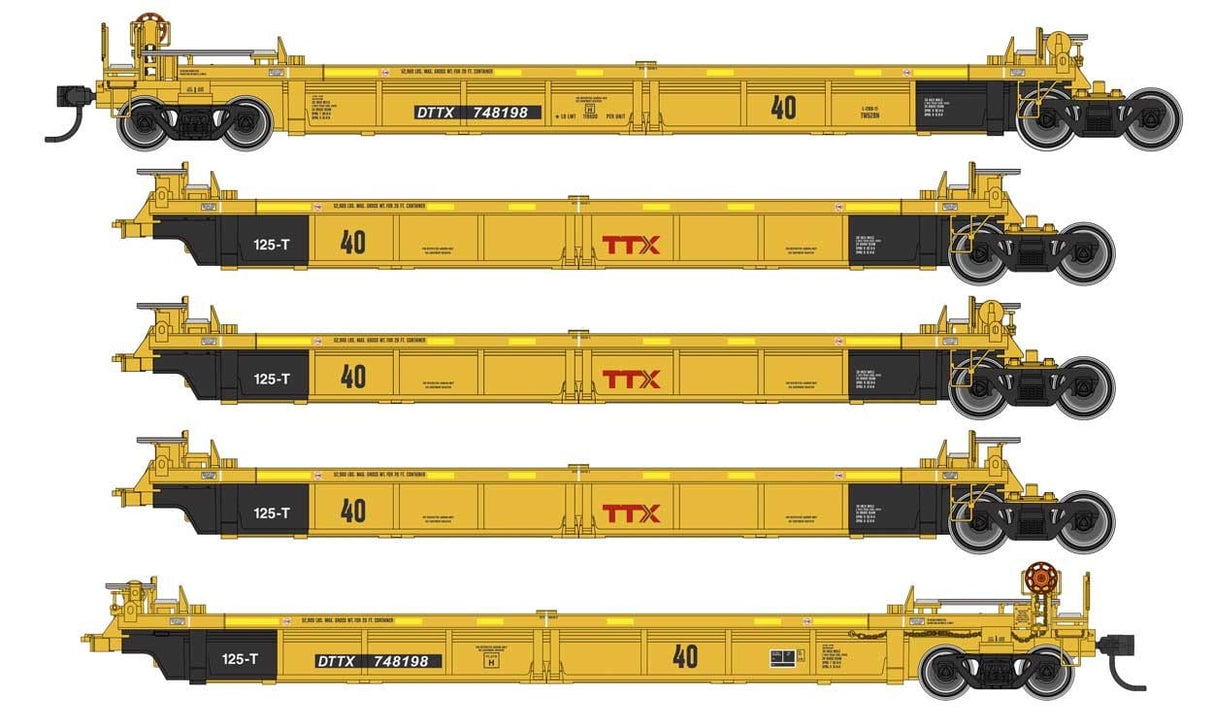 Walthers Mainline HO Thrall 5 Unit 40ft Well Car TTX DTTX No.748198 5 Pack Walthers Mainline TRAINS - HO/OO SCALE