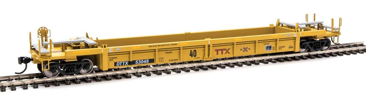 Walthers Mainline HO Thrall Rebuilt 40ft Well Car - Ready to Run - TTX DTTX #53048 (yellow, black, small red TTX and Next Road logo, yellow consp - Hobbytech Toys