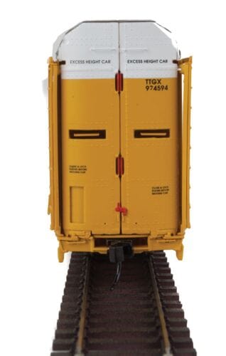 Walthers Proto 101368 HO 89ft Thrall Bi-Level Auto Carrier - Ready To Run - Union Pacific(R) Rack #21360, TTGX Flatcar #974594 - Hobbytech Toys