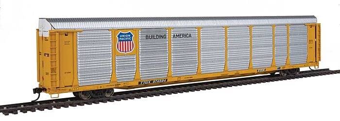 Walthers Proto 101368 HO 89ft Thrall Bi-Level Auto Carrier - Ready To Run - Union Pacific(R) Rack #21360, TTGX Flatcar #974594 - Hobbytech Toys