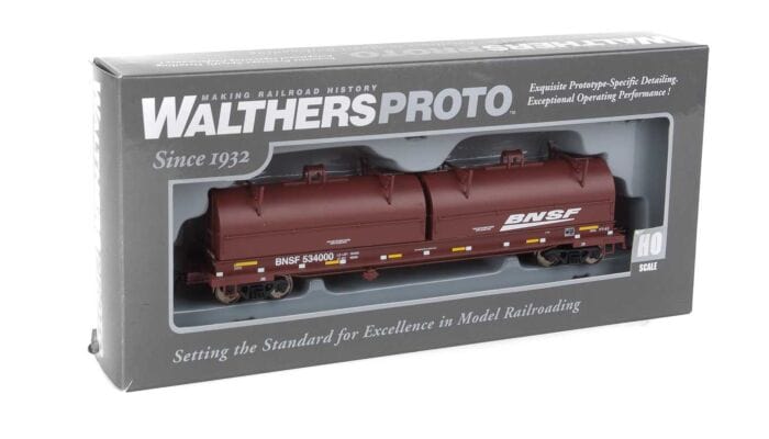 Walthers Proto 105236 HO 50ft Evans Cushion Coil Car - Ready to Run - BNSF Railway #534000 (Round Hood, Boxcar Red, Wedge Logo) - Hobbytech Toys
