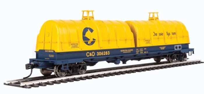 Walthers Proto 105240 HO 50ft Evans Cushion Coil Car - Ready to Run - Chessie System C&O #306283 (Glass-Fiber Hoods, yellow, blue) - Hobbytech Toys