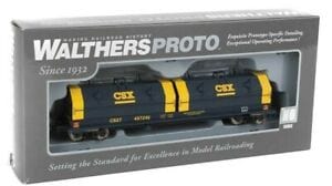 Walthers Proto 105243 HO 50ft Evans Cushion Coil Car - Ready to Run - CSX Transportation #497246 (Angled Hoods; blue, yellow) - Hobbytech Toys