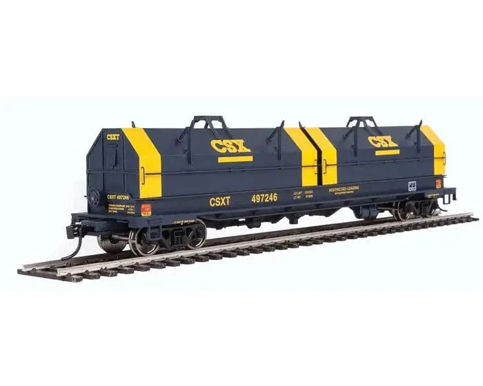 Walthers Proto 105243 HO 50ft Evans Cushion Coil Car - Ready to Run - CSX Transportation #497246 (Angled Hoods; blue, yellow) - Hobbytech Toys