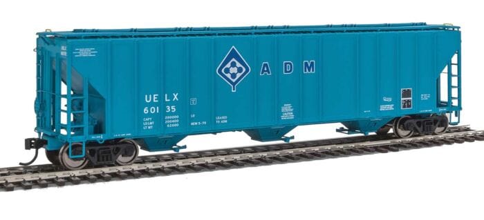 Walthers Proto 106145 HO 55ft Evans 4780 Covered Hopper - Ready To Run - Archer-Daniels-Midland UELX #60135 (blue, molecule logo) - Hobbytech Toys