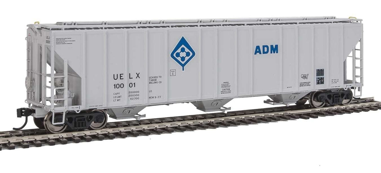 Walthers Proto 106146 HO 55ft Evans 4780 Covered Hopper - Ready To Run - Archer-Daniels-Midland UELX #10001 (gray, molecule logo) - Hobbytech Toys