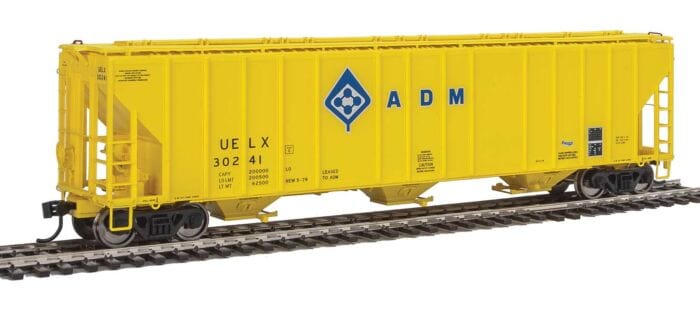 Walthers Proto 106151 HO 55ft Evans 4780 Covered Hopper - Ready To Run - Archer-Daniels-Midland UELX #30241 (yellow, molecule logo) - Hobbytech Toys