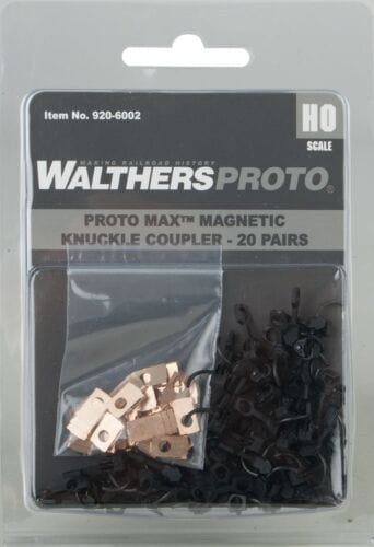 Walthers Proto 6002 HO Proto MAX(TM) Magnetic Knuckle Couplers - Standard Type Couplers Only - 20 Pair - Hobbytech Toys