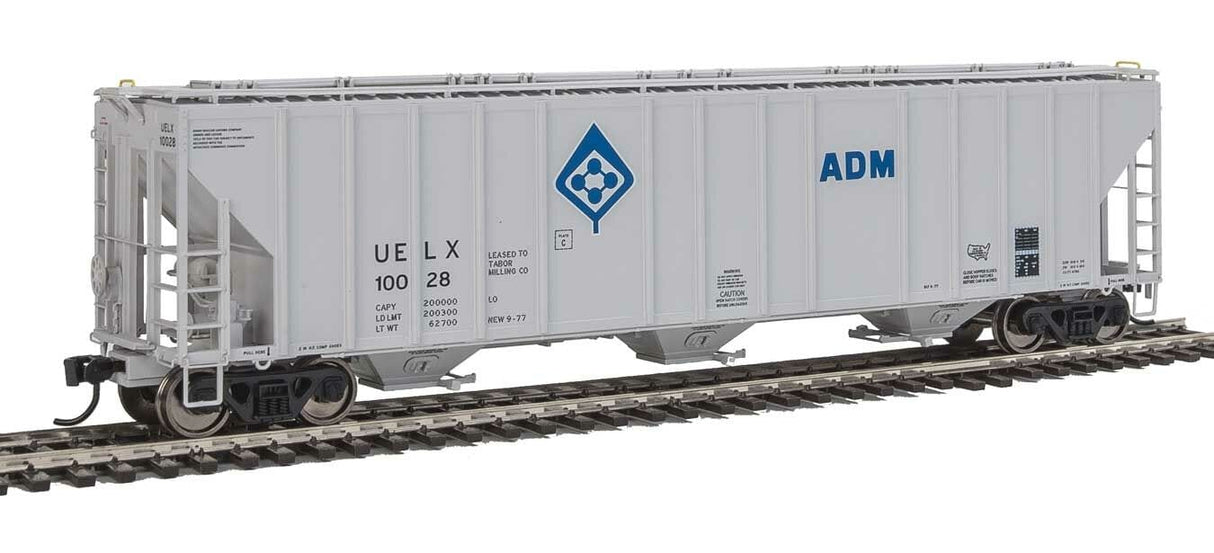 Walthers Proto HO 55ft Evans 4780 Covered Hopper - Ready To Run - Archer-Daniels-Midland UELX #10028 (gray, molecule logo) - Hobbytech Toys