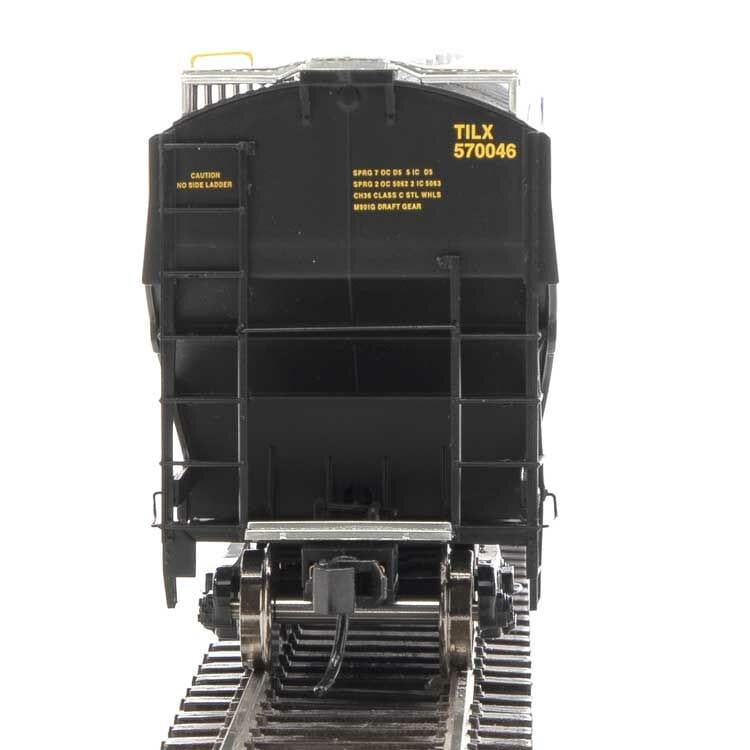 Walthers Proto HO 67ft Trinity 6351 4-Bay Covered Hopper - Ready to Run - Trinity Industries Leasing TILX #570046 (black, gold; 75th Anniversary Logo) - Hobbytech Toys