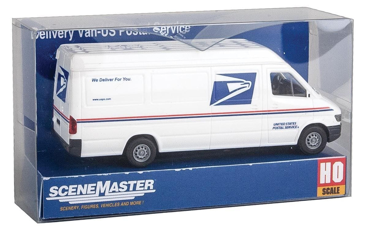 Walthers Scenemaster 12208 HO Delivery Van - Assembled - United States Postal Service (white, blue, red; We Deliver For You Slogan) - Hobbytech Toys