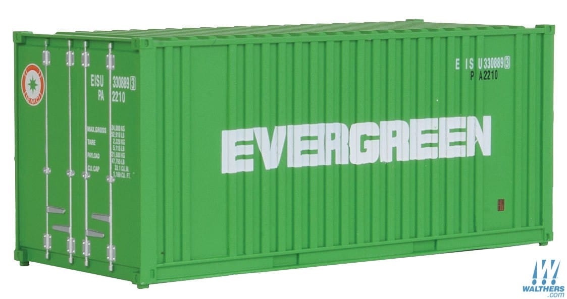 Walthers SceneMaster HO 20ft Corrugated Container with Flat Panel - Assembled - Evergreen Walthers SceneMaster TRAINS - HO/OO SCALE