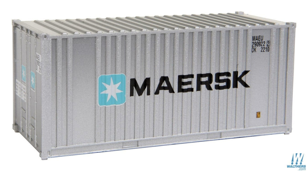 Walthers SceneMaster HO 20ft Corrugated Container with Flat Panel - Assembled - Maersk Walthers SceneMaster TRAINS - HO/OO SCALE