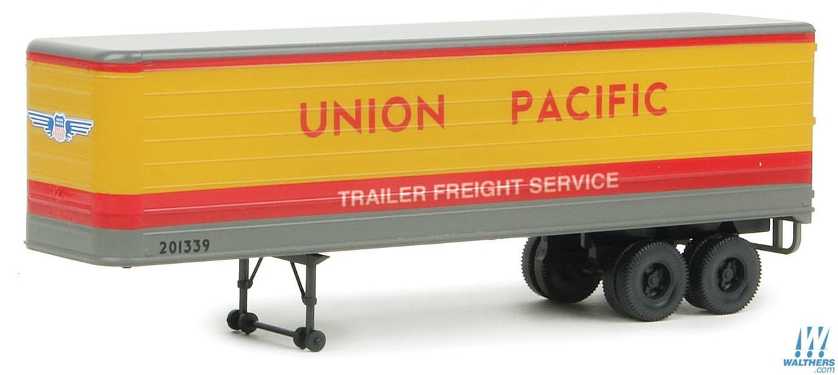 Walthers SceneMaster HO 35ft Fluted-Side Trailer 2-Pack - Assembled - Union Pacific(R) (Armour Yellow, red, gray) Walthers SceneMaster TRAINS - HO/OO SCALE