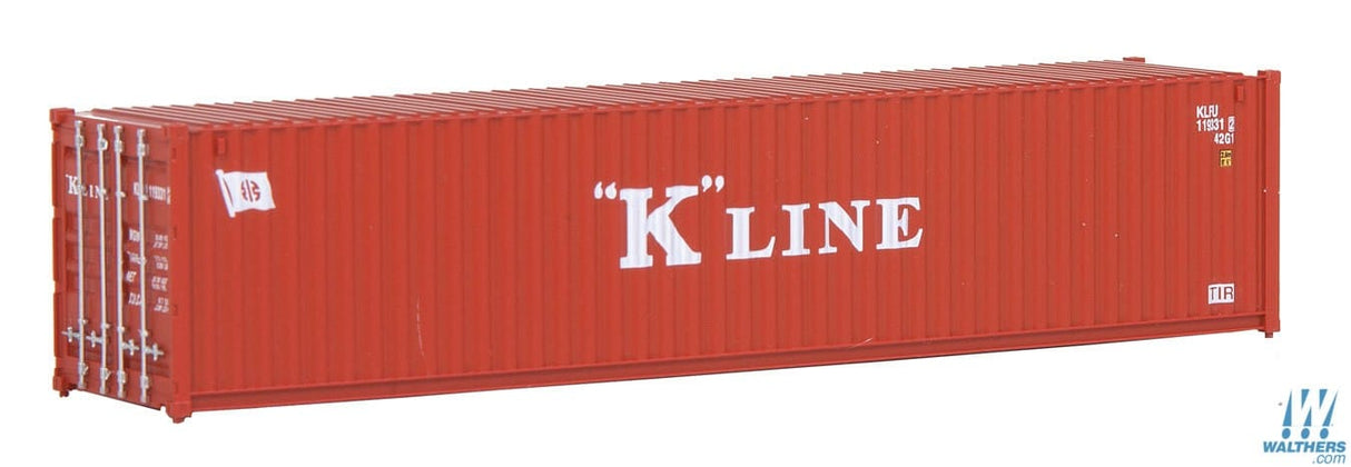 Walthers SceneMaster HO 40ft Corrugated Container - Assembled - K-Line (red, white) Walthers SceneMaster TRAINS - HO/OO SCALE