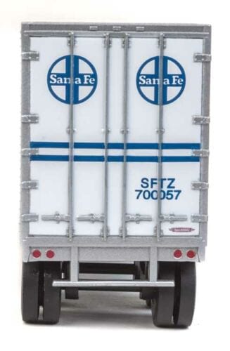 Walthers Scenemaster HO 40ft Trailmobile Trailer 2-Pack - Assembled - Santa Fe (white, blue) - Hobbytech Toys