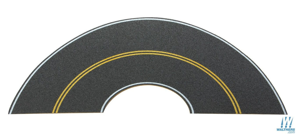 Walthers SceneMaster HO Flexible Self-Adhesive Paved Roadway - Vintage and Modern Curves (solid double yellow centerline, white edge marks) Walthers SceneMaster TRAINS - HO/OO SCALE