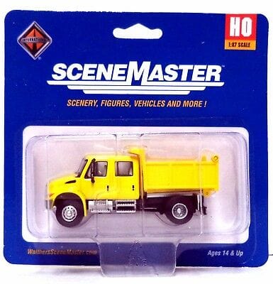 Walthers SceneMaster HO International(R) 4300 Crew Cab Dump Truck - Assembled - Yellow Walthers SceneMaster TRAINS - HO/OO SCALE