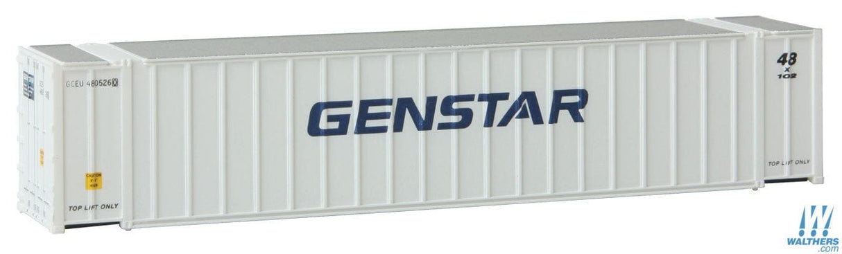 Walthers SceneMaster N 48ft Ribbed Side Container - Assembled - Genstar (white, blue) Walthers SceneMaster TRAINS - N SCALE