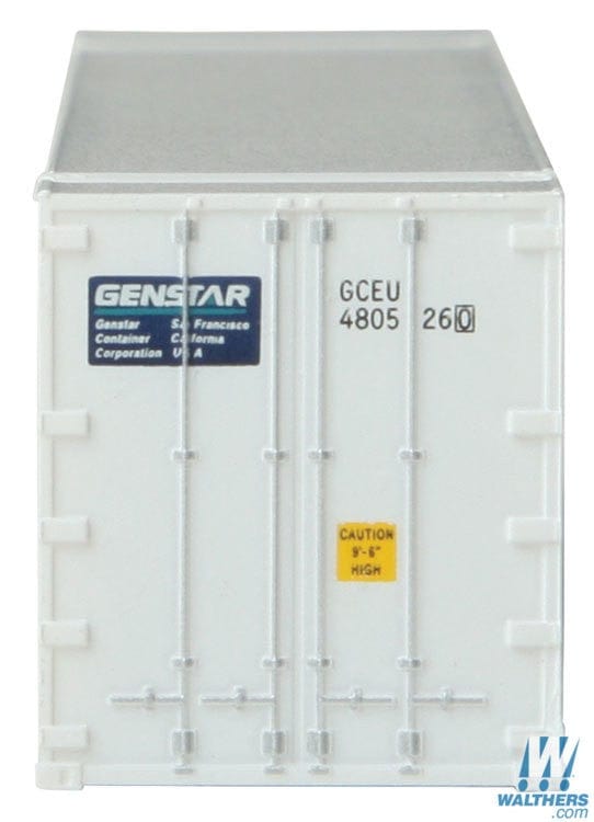 Walthers SceneMaster N 48ft Ribbed Side Container - Assembled - Genstar (white, blue) Walthers SceneMaster TRAINS - N SCALE